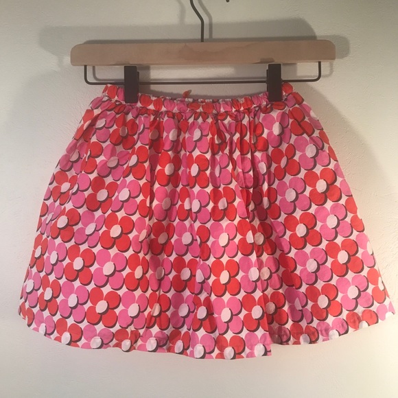 Mini Boden Skirt, Hot Pink, Red, White Retro Floral Pattern, Girls Size 7 to 8Y - Picture 3 of 9